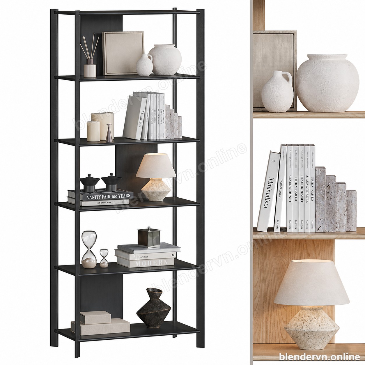 Model 3D JÄTTESTA IKEA bookcase cho Blender archviz — file .blend, vật liệu PBR Cycles