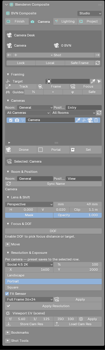 Giao diện quản lý camera của bComposite