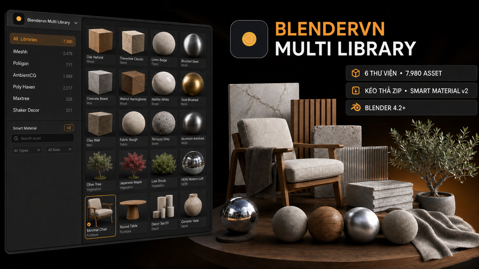 Blendervn Multi Library — Blender add-on by BlenderVN